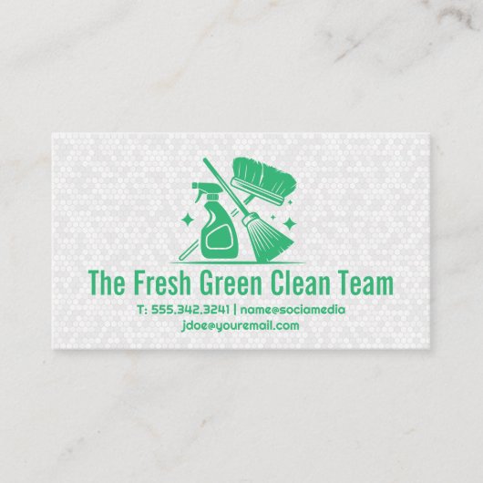 Carte De Visite Icônes de nettoyage vert | Carrelage de salle de b (Devant)
