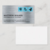 Carte De Visite Icônes de plomberie | Acier métallique brossé (Devant / Derrière)