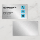 Carte De Visite Icônes de plomberie | Arrière - plan métallique (Devant / Derrière)