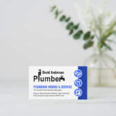 Carte De Visite Icônes de plomberie bleue (Debout devant)