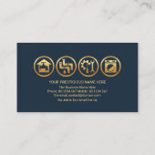 Carte De Visite Icônes de plomberie dorée pour eaux bleues profess (Dos)