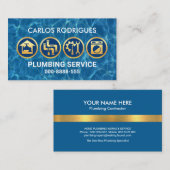 Carte De Visite Icônes de plomberie en or Majestic du plombier (Devant / Derrière)