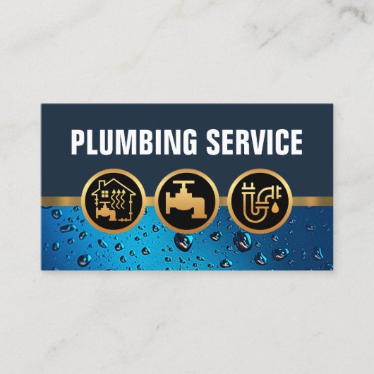 Carte De Visite Icônes de plomberie goutte d'eau (Devant)