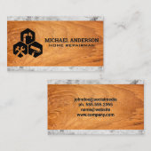 Carte De Visite Icônes de réparation à domicile | Marbre en bois (Devant / Derrière)