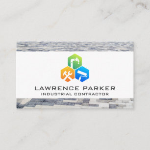 Carte De Visite Icônes de réparation de construction   Carrelage e