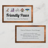 Carte De Visite Icônes de soins pour animaux | Cuir et bois (Devant / Derrière)