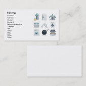 Carte De Visite Icônes des appareils ménagers (5), Nom, Adresse 1. (Devant / Derrière)
