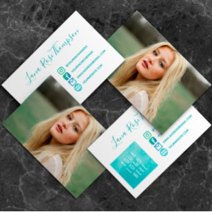 Carte De Visite Icônes des médias sociaux Turquoises photo et lo