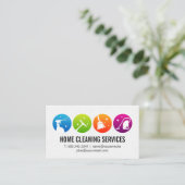 Carte De Visite Icônes des services de nettoyage de maison | Carre (Debout devant)