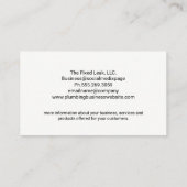 Carte De Visite Icônes des services de plomberie | Travail du plom (Dos)