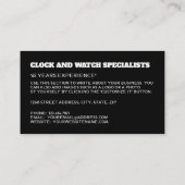 Carte De Visite Icônes du visage de l'horloge, Horologue (Dos)