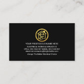 Carte De Visite Icônes électriques argentées sur noir (Dos)