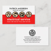 Carte De Visite Icônes électriques Silver Electricien (Devant / Derrière)