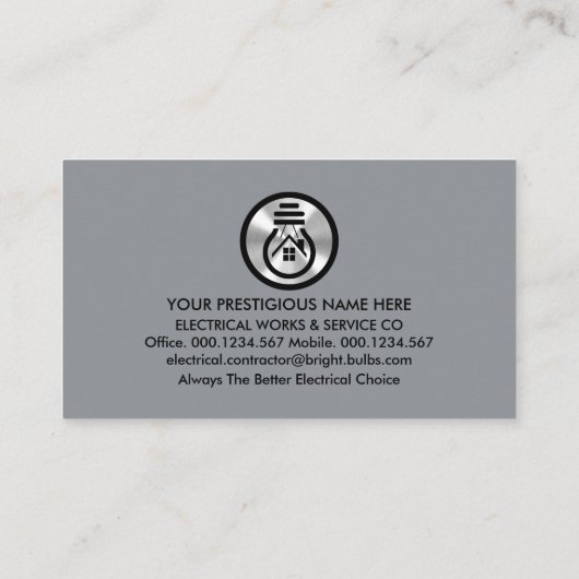 Carte De Visite Icônes électriques simples en argent (Dos)