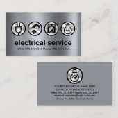 Carte De Visite Icônes électriques simples en argent (Devant / Derrière)