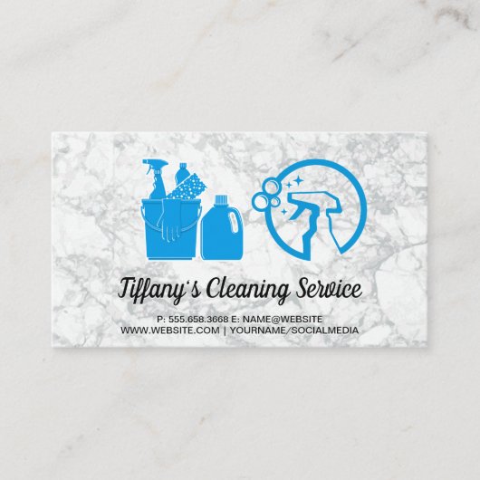 Carte De Visite Icônes Fournitures de nettoyage (Devant)