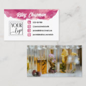 Carte De Visite Icônes Fuchsia Aquarelle Ajouter Logo & Photo (Devant / Derrière)