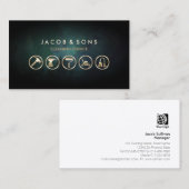 Carte De Visite Icônes Gold du service de nettoyage (Devant / Derrière)