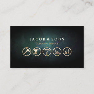 Carte De Visite Icônes Gold du service de nettoyage