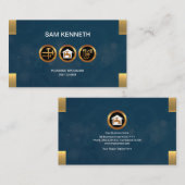 Carte De Visite Icônes grunges de plombier d'or de Faux de bulles (Devant / Derrière)