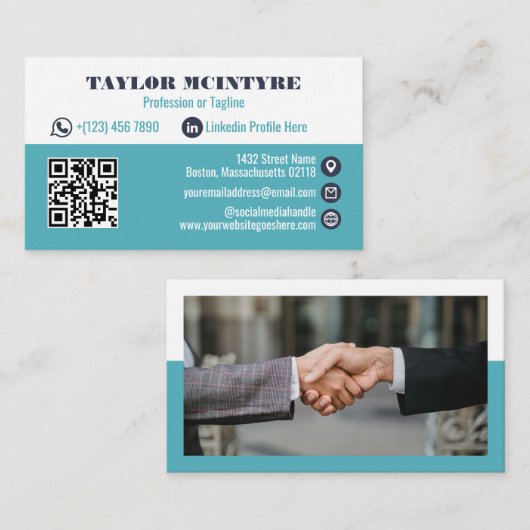 Carte De Visite Icônes professionnelles bleu foncé et clair Code Q (Devant / Derrière)