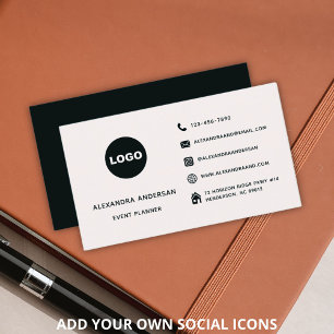 Carte De Visite Icônes sociales de logo noir et blanc à deux faces