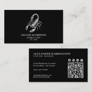 Carte De Visite Icônes Sociaux Code Qr Salon De Coiffure Scorpion 