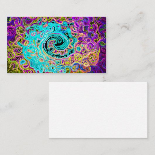 Carte De Visite Icy Aqua Blue Super Abstrait Retro Liquid Swirl (Devant / Derrière)