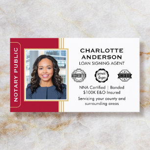 Carte De Visite ID de l'agent de signature de notaire de style cla