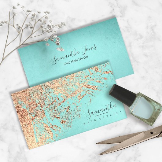 Carte De Visite ID Turquoise Gold Abstrait775