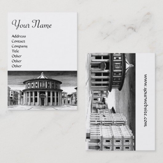Carte De Visite IDÉAL VILLE Renaissance Architecture Noir Blanc (Devant / Derrière)
