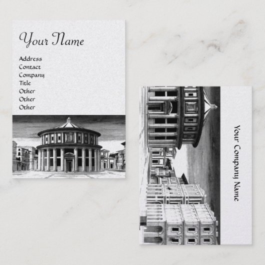 Carte De Visite IDÉAL VILLE Renaissance Architecture Noir Blanc (Devant / Derrière)