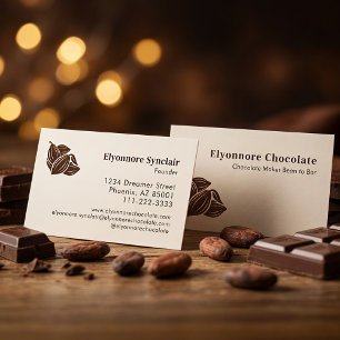 Carte De Visite Identité de Marque Minimale de Chocolat de Fève à