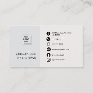 Carte De Visite Identité d'entreprise de logo personnalisé gris mo