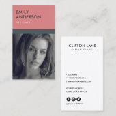 CARTE DE VISITE IDENTITÉ PHOTO PERSONNELLE MODERNE SIMPLE ROSE GRI (Devant / Derrière)