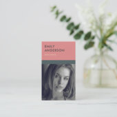 CARTE DE VISITE IDENTITÉ PHOTO PERSONNELLE MODERNE SIMPLE ROSE GRI (Debout devant)