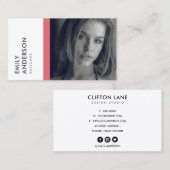 CARTE DE VISITE IDENTITÉ PHOTO PERSONNELLE ROSE MODERNE ET SIMPLE (Devant / Derrière)