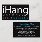 Carte De Visite iHang. Affaires de plâtre de Sheetrock de cloison (Devant / Derrière)