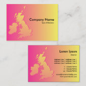 Carte De Visite Îles Britanniques Crimson ombragé et Jaune (Devant / Derrière)