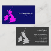 Carte De Visite Îles britanniques - Magenta sur le bleu foncé (Devant / Derrière)