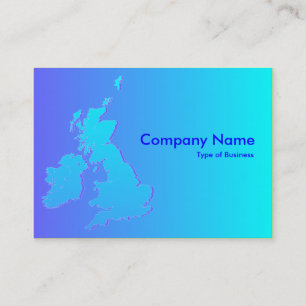 Carte De Visite Îles Britanniques ombrées bleu à Cyan