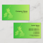 Carte De Visite Îles Britanniques ombrées vert à vert (Devant / Derrière)