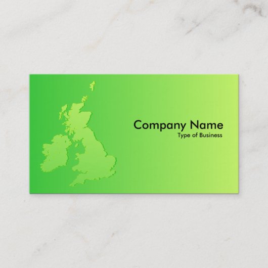 Carte De Visite Îles Britanniques ombrées vert à vert (Devant)