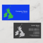 Carte De Visite Îles britanniques - Vert et Bleu (Devant / Derrière)