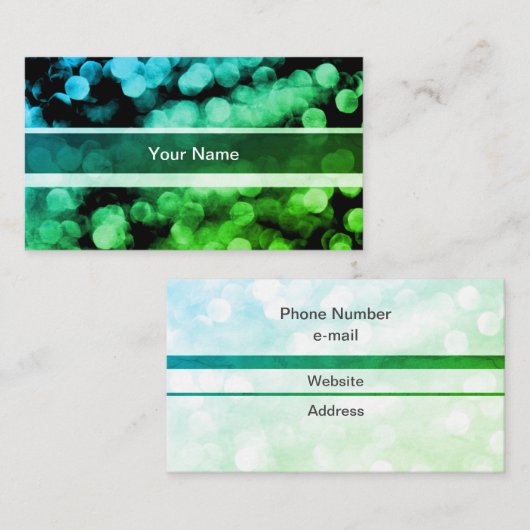 Carte De Visite Illuminations vertes modérées (Devant / Derrière)