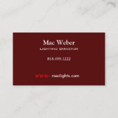 Carte De Visite Illusions - directeur Tech Lighting Design (Dos)