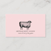 Carte De Visite Illustrated Sheep Knitting Pink Business (Devant)