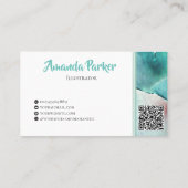 Carte De Visite Illustrateur de code QR d'aquarelle personnalisée (Dos)