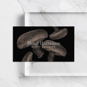 Carte De Visite Illustration À L'Écran De Champignons Tan/Noir