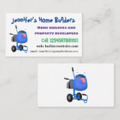 Carte De Visite Illustration amusante du mélangeur de ciment bleu (Devant / Derrière)